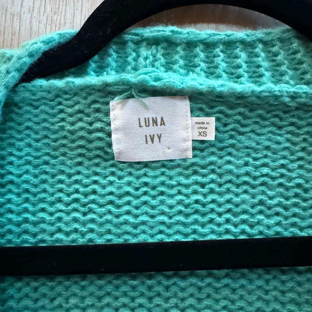 Luna Ivy Women’s Knitted Green Strawberry Embroidered Cardigan Sweater - Picture 2 of 3